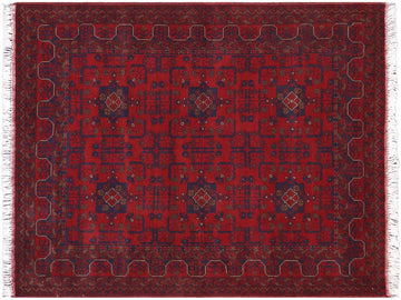 handmade Tribal Biljik Khal Muhammadi Red Blue Hand Knotted RECTANGLE 100% WOOL area rug 4x6